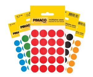 Etiqueta Redonda Nº19 Com 12 Folhas - Cores Sortidas