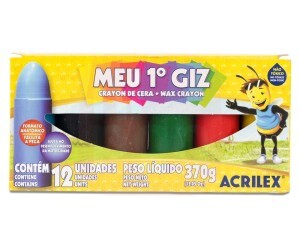 Giz de Cera 12 Cores Jumbo Meu 1º Giz - Acrilex