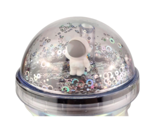 Copo Com Led Plástico E Canudo Personagem Astronauta 450Ml