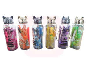 Kit Presenteável Monocromático Amarelo c/Estojo Garrafa Gato Plástico