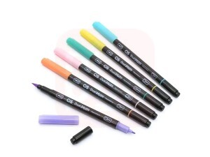 Caneta Brush Pen 6 Cores Pastel - Cis