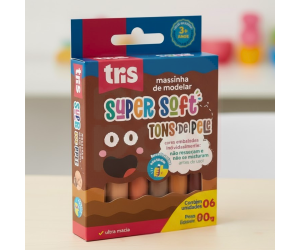 Massa de Modelar Super Soft Tons de Pele – Caixa com 6 Cores