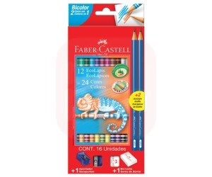 Lápis de Cor 12/24 Cores Bicolor - Faber Castell