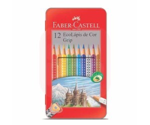 Lápis de Cor 12 Cores Grip Lata - Faber-Castell